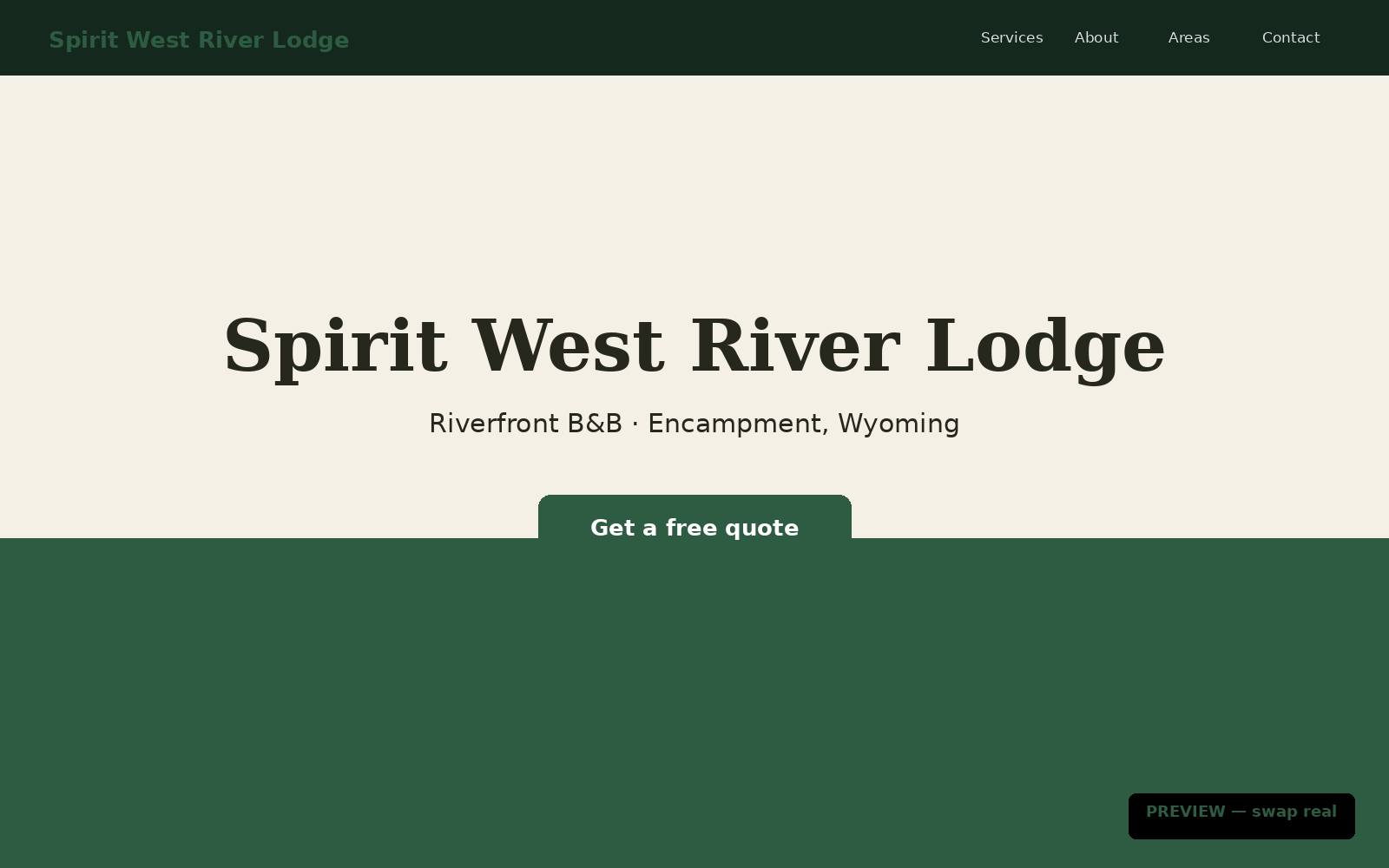 Spirit West River Lodge website preview